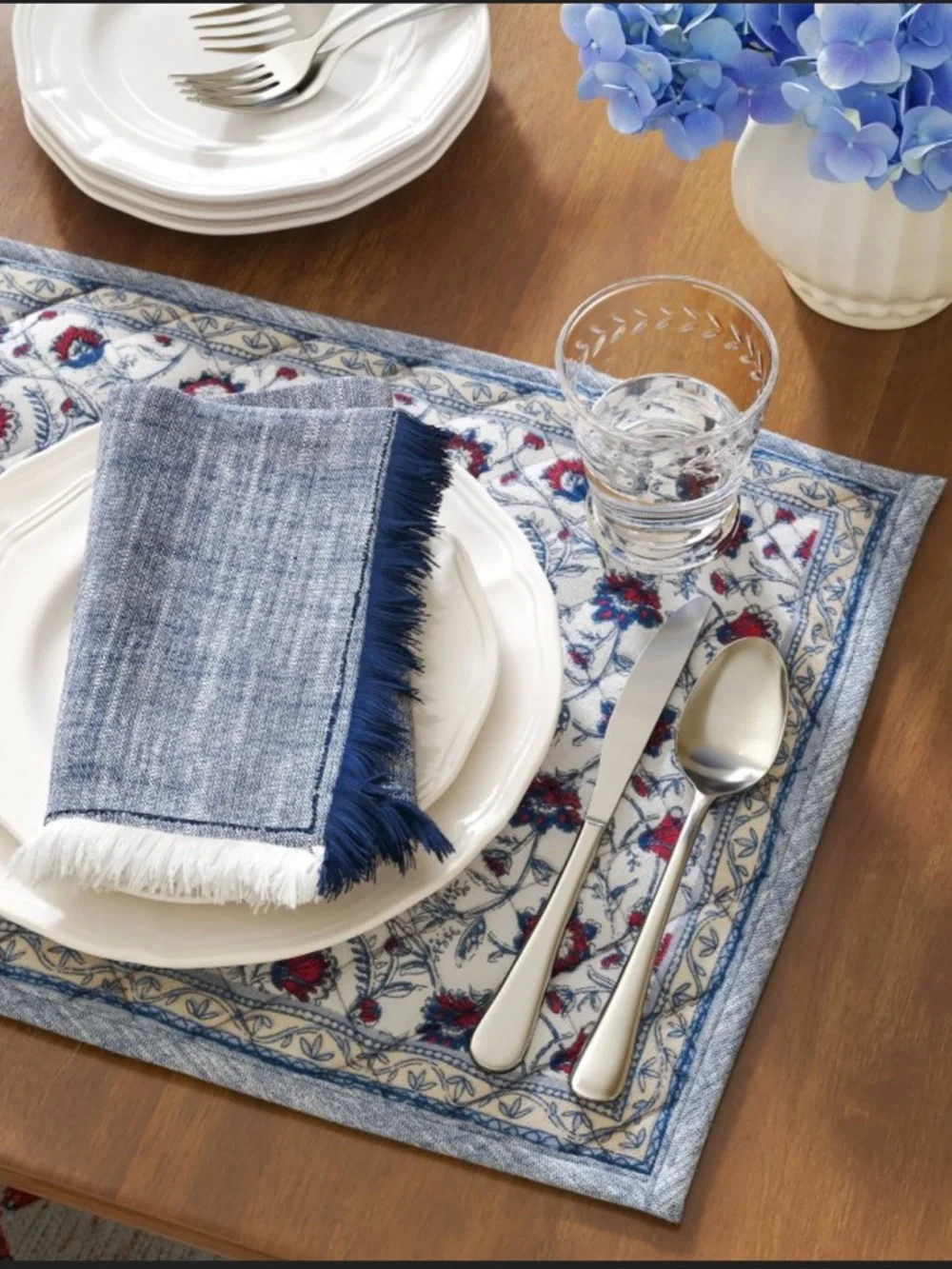 Set of 2 Floral and Chambray Double Sided Placemats - Threshold™, Spring 2026